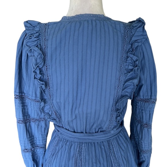 Allison NY Piper Lace Ruffle Tie Waist Mini Dress - Provincial Cornflower Blue S - Picture 9 of 14
